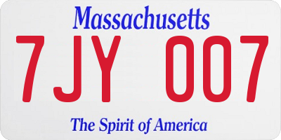 MA license plate 7JY007