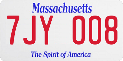 MA license plate 7JY008