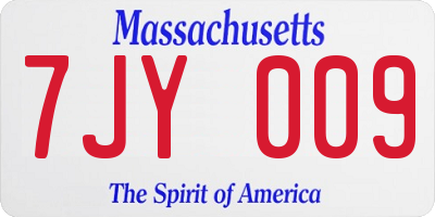 MA license plate 7JY009