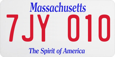 MA license plate 7JY010