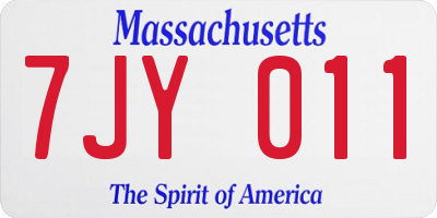 MA license plate 7JY011