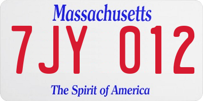 MA license plate 7JY012