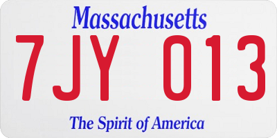 MA license plate 7JY013