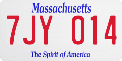 MA license plate 7JY014