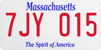 MA license plate 7JY015