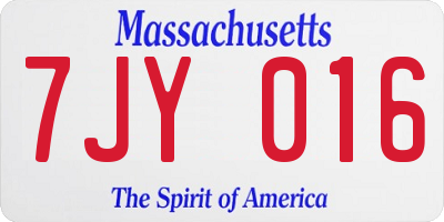 MA license plate 7JY016