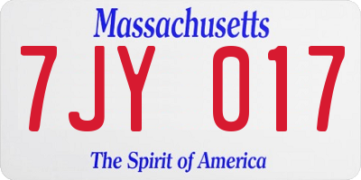 MA license plate 7JY017