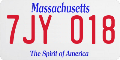 MA license plate 7JY018