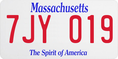 MA license plate 7JY019