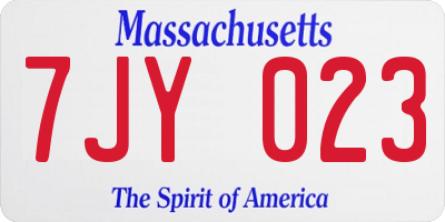 MA license plate 7JY023
