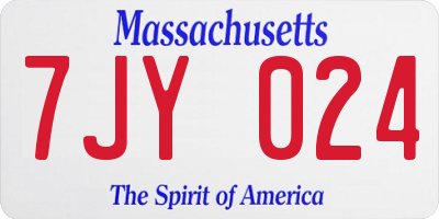 MA license plate 7JY024