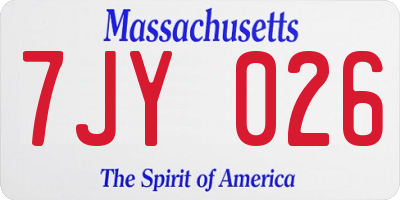 MA license plate 7JY026