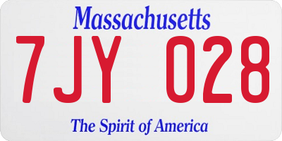 MA license plate 7JY028