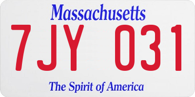 MA license plate 7JY031