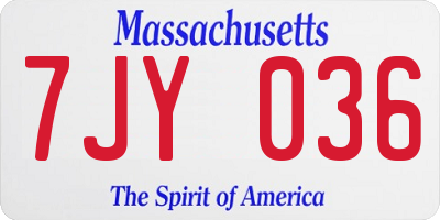MA license plate 7JY036