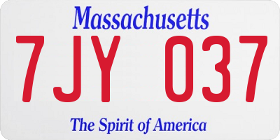 MA license plate 7JY037