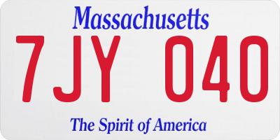 MA license plate 7JY040