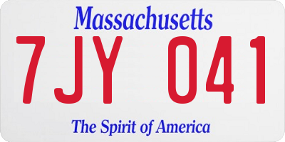 MA license plate 7JY041