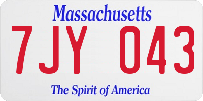 MA license plate 7JY043