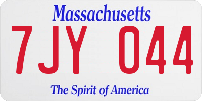 MA license plate 7JY044