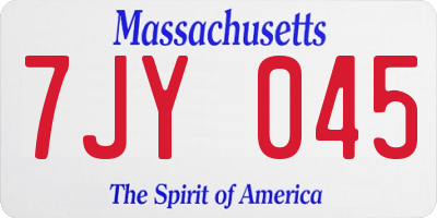 MA license plate 7JY045