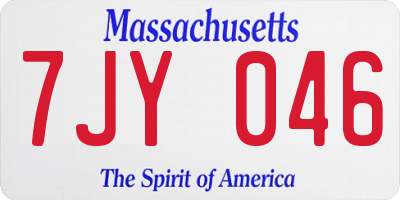 MA license plate 7JY046