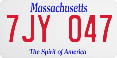 MA license plate 7JY047
