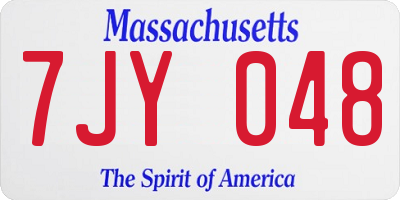 MA license plate 7JY048