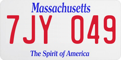 MA license plate 7JY049