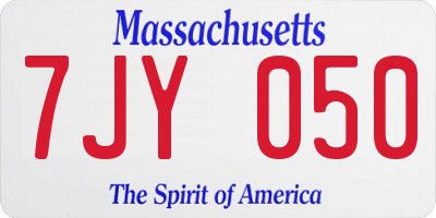 MA license plate 7JY050