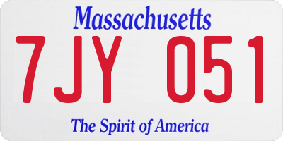 MA license plate 7JY051