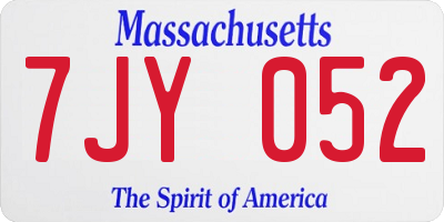 MA license plate 7JY052