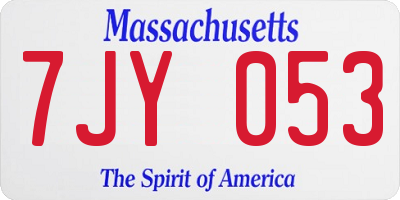 MA license plate 7JY053