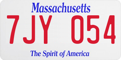 MA license plate 7JY054