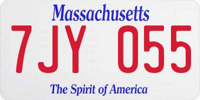 MA license plate 7JY055