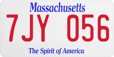 MA license plate 7JY056