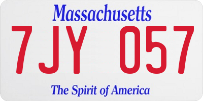 MA license plate 7JY057