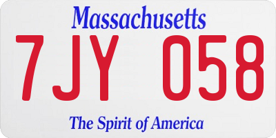 MA license plate 7JY058