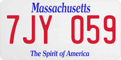 MA license plate 7JY059