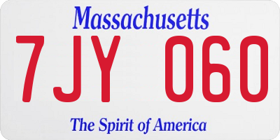 MA license plate 7JY060