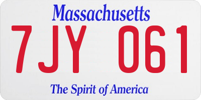 MA license plate 7JY061