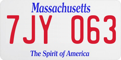 MA license plate 7JY063