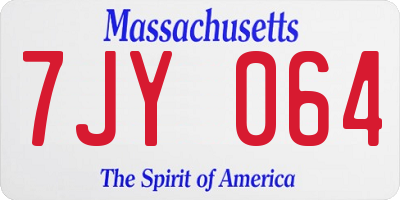 MA license plate 7JY064