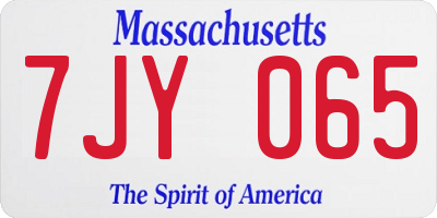 MA license plate 7JY065