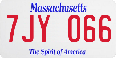 MA license plate 7JY066