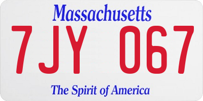 MA license plate 7JY067
