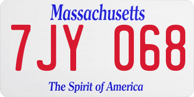 MA license plate 7JY068