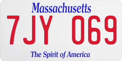 MA license plate 7JY069