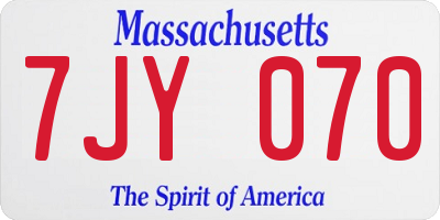 MA license plate 7JY070