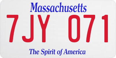 MA license plate 7JY071